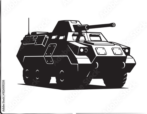 Military armored fighting vehicle illustration on white background.