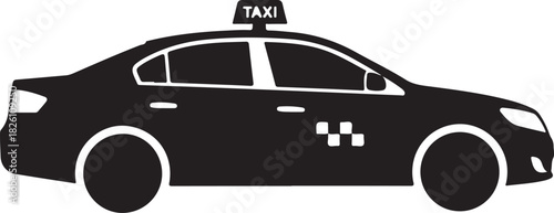 Taxi cab vehicle side view black silhouette illustration graphic