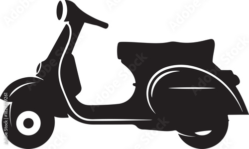 Classic retro motor scooter black silhouette icon design element