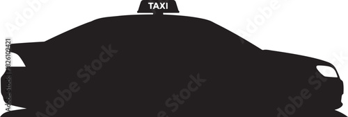 Black taxi cab silhouette on white. urban transport service icon.