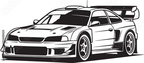 Dynamic rally race car vector illustration. high-performance sport.