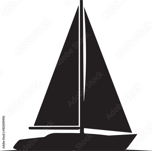 Minimalist black sailboat silhouette vector graphic icon design