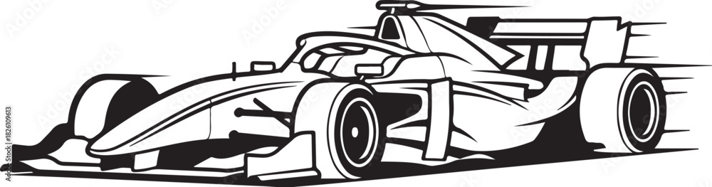 Obraz premium Stylized formula one race car vector illustration with speed lines