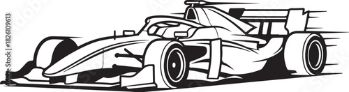 Stylized formula one race car vector illustration with speed lines