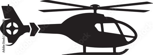 Helicopter black silhouette icon vector graphic for aerial transport