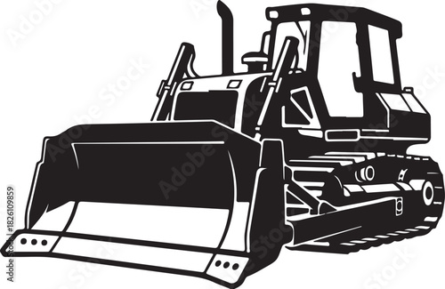 Heavy construction bulldozer machinery isolated vector graphic