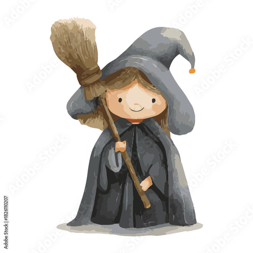 halloween witch with holding book spell