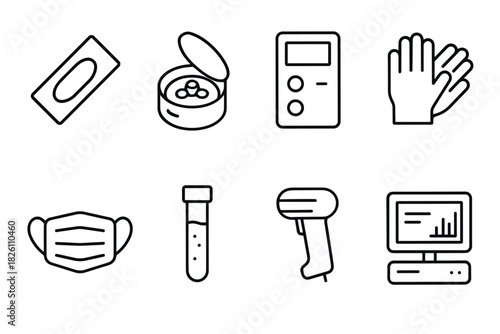 Essential health and safety icons: linear style for modern medical and hygiene concepts