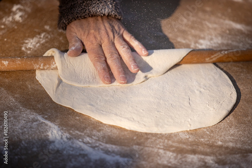 Traditional Gozleme Preparation with Herbs