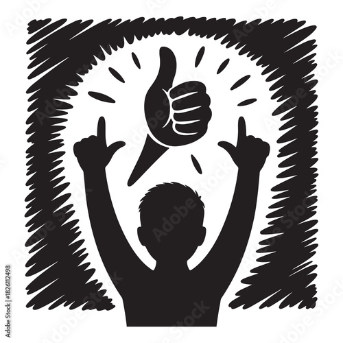 Success and Approval Thumbs Up Silhouette Vector