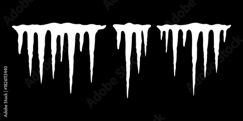 Icicle Row Black Icon for Winter Decoration and Frozen Drip Graphics