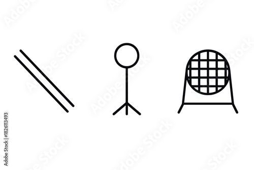 Minimalist line art of photography equipment with tripod reflector and softbox
