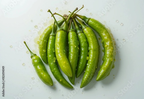 green chili peppers on the table