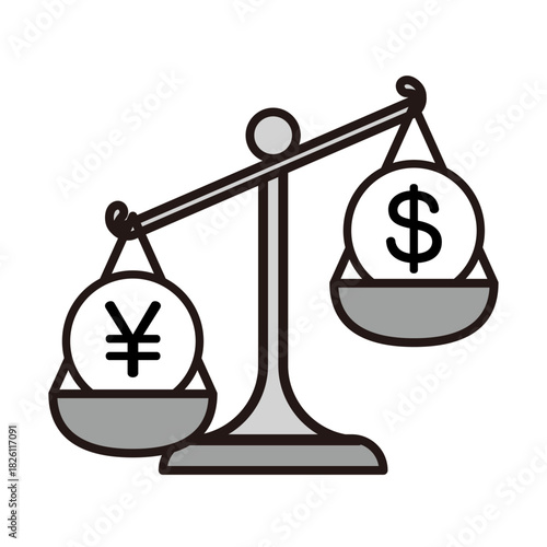 円高ドル安＿てんびんイラスト
