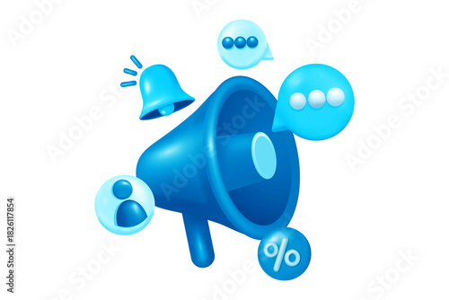 Digital Marketing Promotion Megaphone, Social Media Engagement, Business Communication Concept, PNG