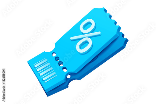 Discount Coupon Voucher, Blue % Percent Sale Bargain Code, Price Offer Marketing Promotion, isolated on transparent background, png