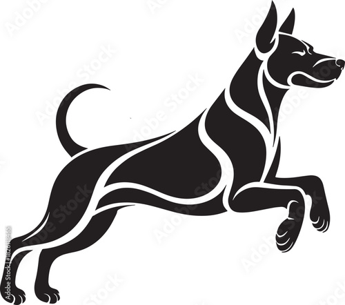 Dynamic Doberman Silhouette Vector Illustration for Pet Lovers and Canine-Themed Projects
