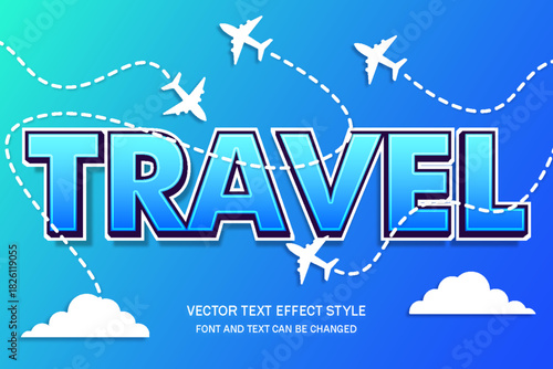 travel holiday journey the world typography editable text effect font style template design background