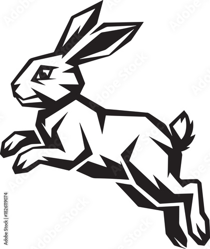 Geometric Rabbit Silhouette Leaping Hare Vector Illustration Animal Graphic Design