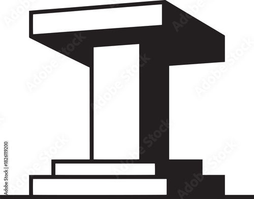 Modern Podium Icon Design A Symbol of Presentation and Stage in Black and White Style