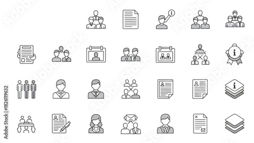 Human Resources and Management Icons Vector Set for Business and HR Themes