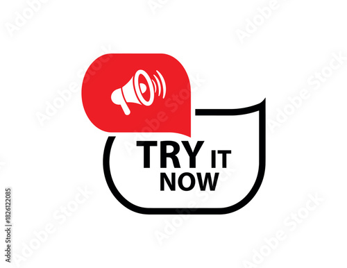 try it now sign on white background