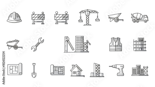 Construction Icons Essential Building and Development Symbols for Design Projects