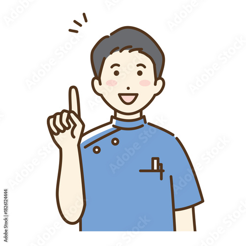 説明する医療従事者の男性のイラスト