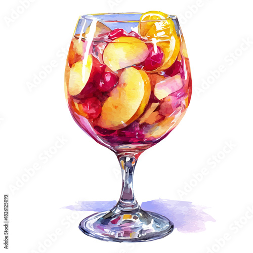 Watercolor-style vector illustration of Sangria, isolated on a clean white background.