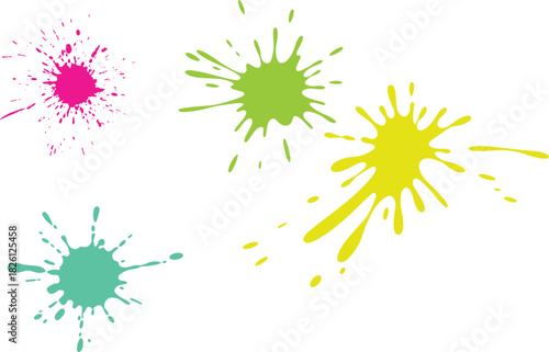 Black ink splatter vector collection with abstract splash shapes, grunge paint drops, messy blot elements, spray texture design isolated on light background