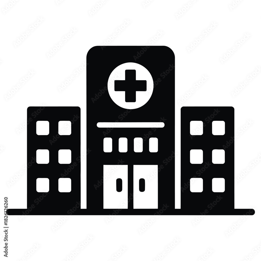 Obraz premium Hospital building glyph icon medical center vector illustration isolated Isolated on transparent background, png