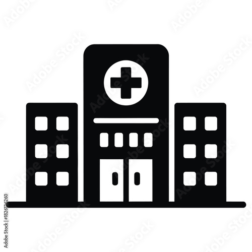 Hospital building glyph icon medical center vector illustration isolated Isolated on transparent background, png