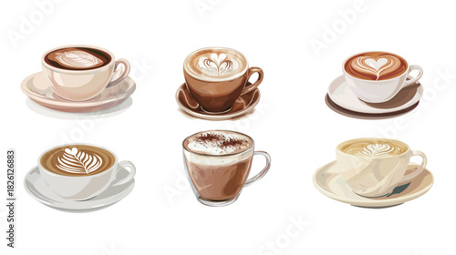 Cut Cappuccino Coffee Cup — Minimal Vector Illustration