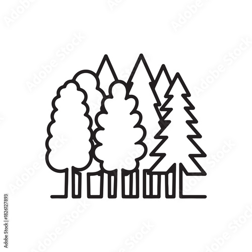 Minimalist Forest Outline Vector Illustration