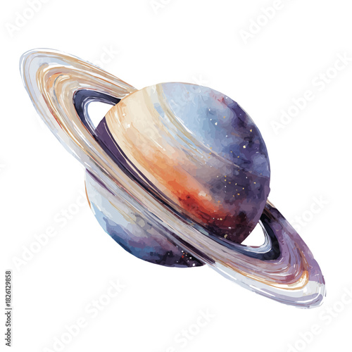 A watercolor painting of Saturn Rings, vector illustration on white background.