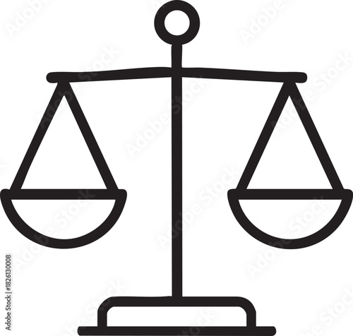 Simple black and white illustration of a traditional balance scale symbol