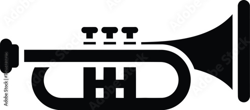 Black silhouette of a trumpet musical instrument icon