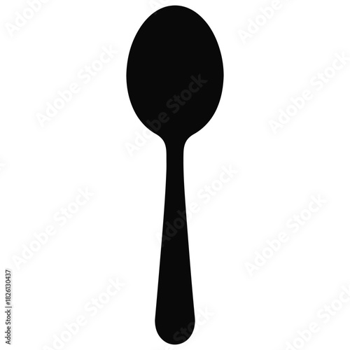 Black spoon silhouette simple vector illustration Isolated on transparent background, png