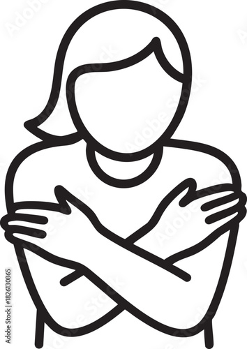 Simple line art illustration of a woman with arms crossed