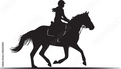 Dynamic silhouette of a rider and horse in full stride capturing equestrian sport and countryside activity