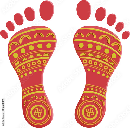 a pair of red footprints
