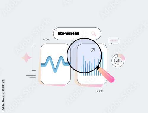 Brand reputation monitoring tracking analytics report gives clear view of brand health tracking status with trend insight across channels in clean dashboard layout data vector illustration
