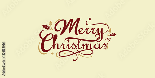 Merry christmas lettering calligraphy isolated on vanila background. Vector holiday illustration element. Merry Christmas script calligraphy.