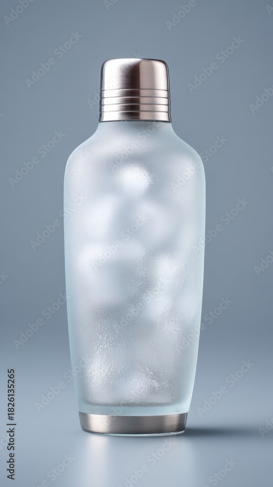 Naklejka premium Frosted glass cocktail shaker with stainless steel finish
