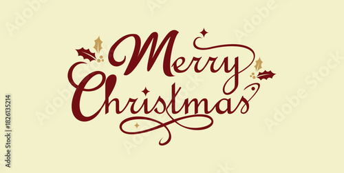 Merry christmas lettering calligraphy isolated on vanila background. Vector holiday illustration element. Merry Christmas script calligraphy.