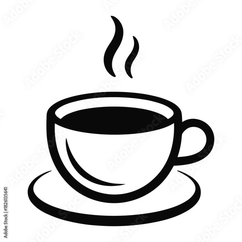 Coffee cup icon with steam simple flat vector illustration for cafe menu and app design Isolated on transparent background, png