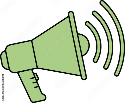 Announcing important news loud and clear with a green megaphone communication tool for all to hear