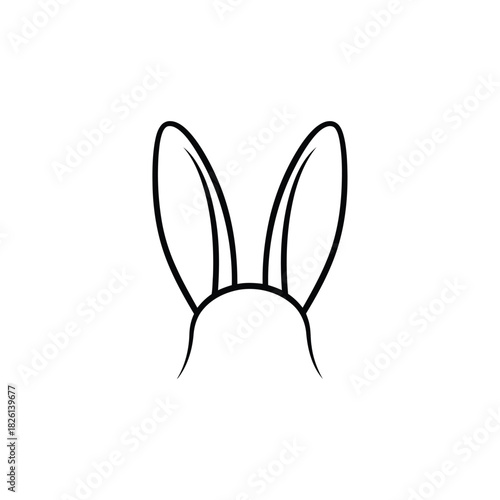 Simple black and white outline drawing of rabbit ears