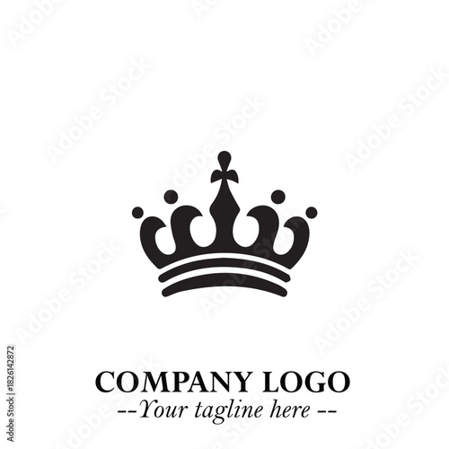 Elegant Black Crown Logo Symbol on a Clean White Background for Premium Branding Design
