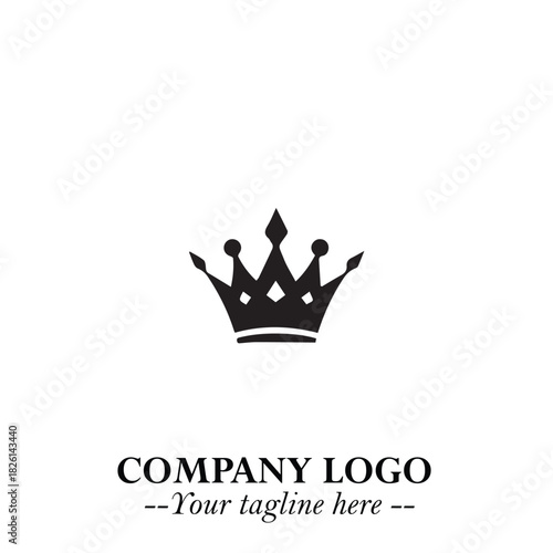 Elegant Black Crown Logo Symbol on a Clean White Background for Premium Branding Design